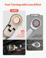 VEVOR Σετ Κατσαβιδιών Flex-Head με Καστάνια, 12 Τεμαχίων Metric 8-19 mm, 72 Δόντια, Από Ατσάλι Cr-V με Ευλύγιστη Συνδυαστική Λειτουργία και Θήκη Αποθήκευσης ZXBSTZYTS12PTSZ0P001V0 - Image 6