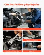 VEVOR Σετ Ευλύγιστων Καρυδάκια με Καστάνια 24 Τεμαχίων, SAE & Μητρικό, 72 Δόντια, Χάλυβας Cr-V, Γκρι Νικέλιο, με Θήκη Αποθήκευσης ZXBSTZYTS24PY33BC001V0 - Image 8