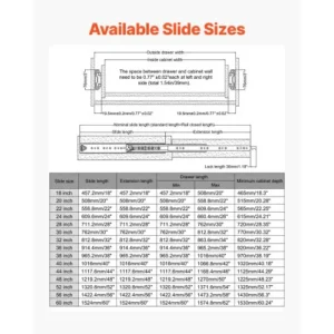 VEVOR Συρόμενοι Οδηγοί Συρταριών 18-60 εκ. με Απαλό Κλείσιμο και Πλήρη Επέκταση ZXCTHG500B38QWA4AV0 - Image 5