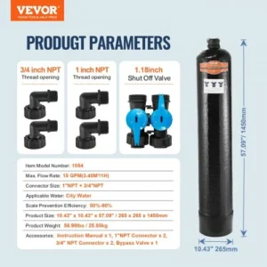 VEVOR Σύστημα Αφαλάτωσης Νερού Χωρίς Αλάτι για Ολόκληρο το Σπίτι για Οικογένεια 5-8 Ατόμων ZYWYRSQ1INCHGQ60ZV0 - Image 6