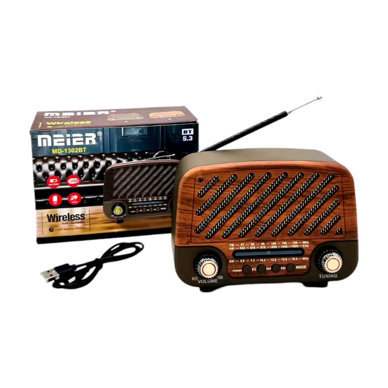 Επαναφορτιζόμενο ραδιόφωνο Retro - MD-1302BT - 020108 - Light Brown/Wood Επαναφορτιζόμενο ραδιόφωνο Retro - MD-1302BT - 020108 - Light Brown/Wood