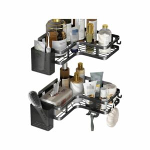 Σετ επιτοίχια γωνιακά ράφια μπάνιου - 5pcs - 2152-1 - 170134 - Black