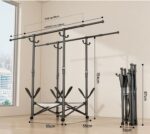 Πτυσσόμενη κρεμάστρα δαπέδου & απλώστρα ρούχων τροχήλατη - SG202604 - 282227 - Black - Image 2