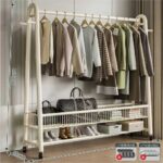 Τροχήλατη κρεμάστρα δαπέδου με ράφια - 12009A - 282272 - White - Image 2