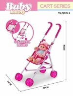 Παιδικό καροτσάκι με φωτισμό LED και κούκλα - 1393D-2 - 307137 - Image 2
