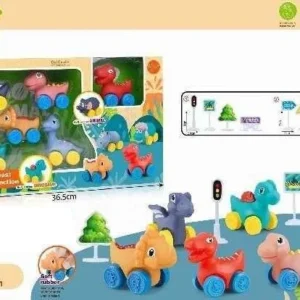 Σετ λαστιχένιες φιγούρες Δεινοσαύρων με ροδάκια - JLX5513-1 - 6pcs - 308254 - Image 2