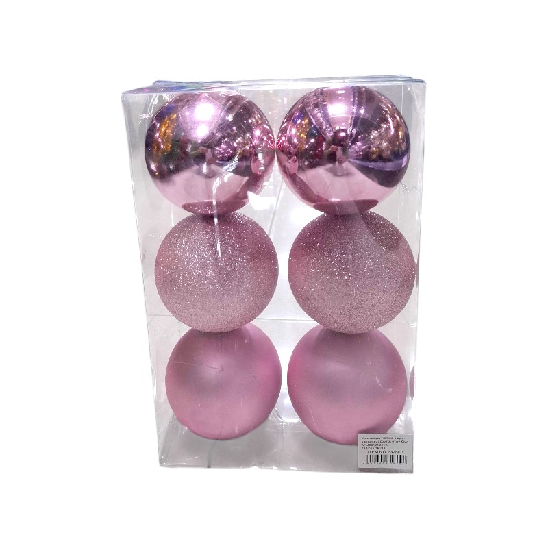 Σετ Χριστουγεννιάτικες μπάλες - 8cm - 6pcs - 326031 - Pink