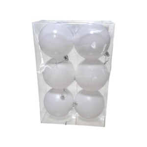 Σετ Χριστουγεννιάτικες μπάλες - 8cm - 6pcs - 326031 - White