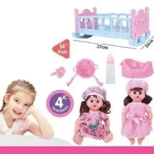 Κούκλα μωρό με κρεβατάκι και αξεσουάρ φροντίδας - K007-30 - 345361