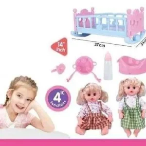 Κούκλα μωρό με κρεβατάκι και αξεσουάρ φροντίδας - K007-33 - 345362