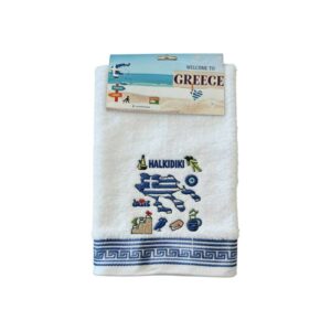 Πετσέτα ποτηρόπανο Souvenir με κέντημα - Σετ 12pcs - Chalkidiki - 416310