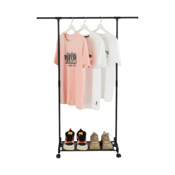 Τροχήλατη κρεμάστρα δαπέδου με ράφι παπουτσιών - 522183