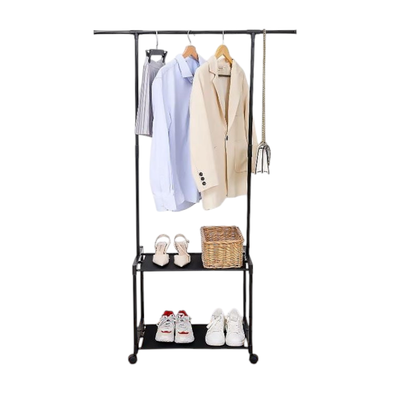 Τροχήλατη κρεμάστρα δαπέδου με ράφια παπουτσιών - 8602 - 522244 - Black Τροχήλατη κρεμάστρα δαπέδου με ράφια παπουτσιών - 8602 - 522244 - Black