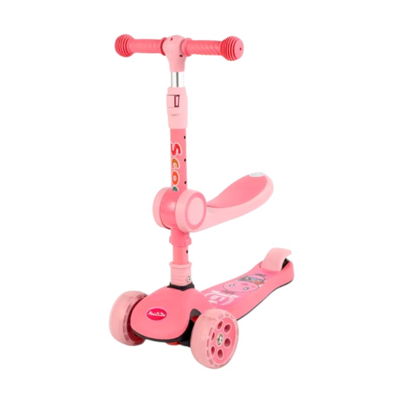 Παιδικό πατίνι τρίκυκλο με κάθισμα & λαβή - JX806 - 630118 - Pink