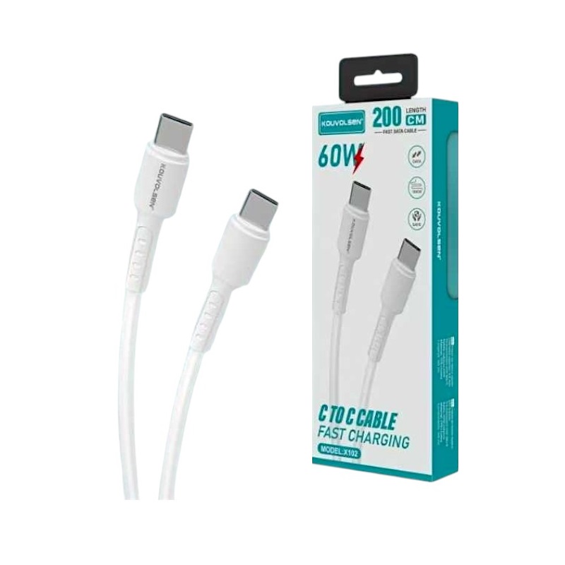 Καλώδιο φόρτισης & data - USB Type-C σε Type-C - Fast Charge - X102 - 2m - 60W - 632409 Καλώδιο φόρτισης & data - USB Type-C σε Type-C - Fast Charge - X102 - 2m - 60W - 632409