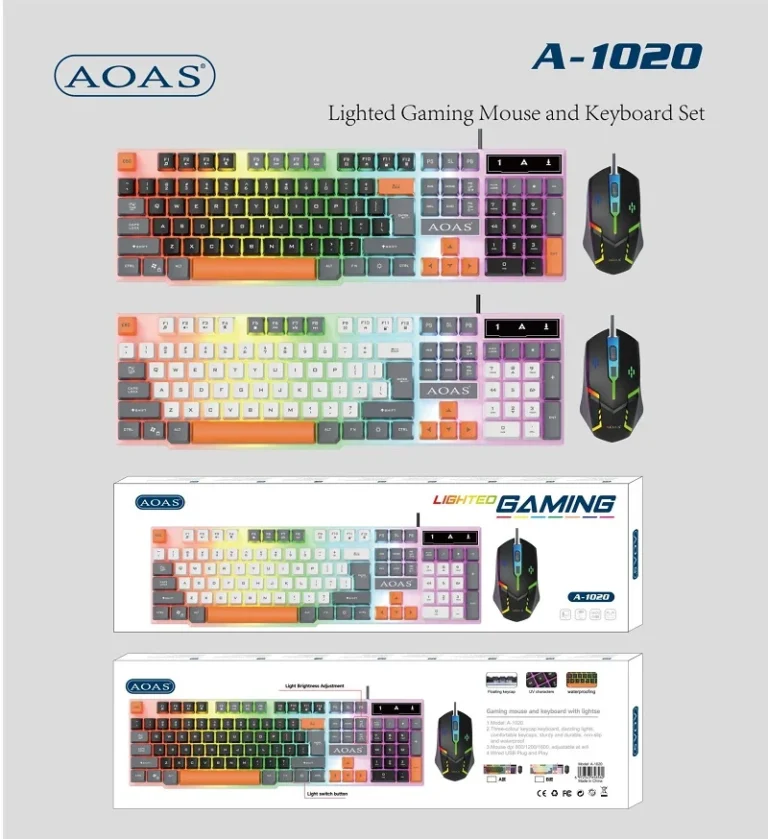 Σετ ενσύρματο πληκτρολόγιο & ποντίκι Gaming - A1020 - 655560 - White - Image 2