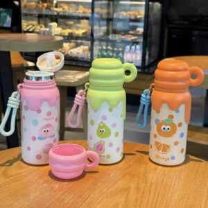 Παιδικό παγούρι-θερμός με κούπα - 420ml - 340908 - Orange - Image 2