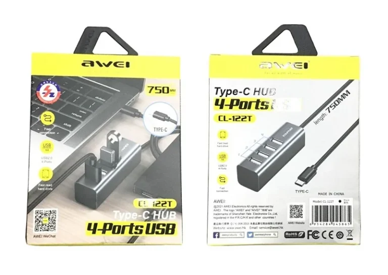 Αντάπτορας USB 2.0 Hub με 4 θύρες - Type-C - CL-122T - AWEI - 888070 - Image 12