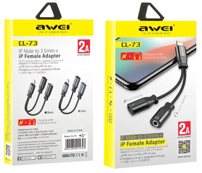 Αντάπτορας Lightning male σε Jack 3.5mm/Lightning female - CL-73 - AWEI - 888148 - Image 3