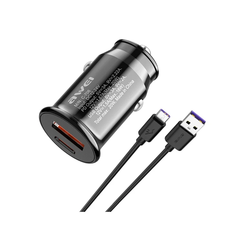 Φορτιστής αναπτήρα αυτοκινήτου - Quick Charger - C706 - AWEI - 888421 Φορτιστής αναπτήρα αυτοκινήτου - Quick Charger - C706 - AWEI - 888421