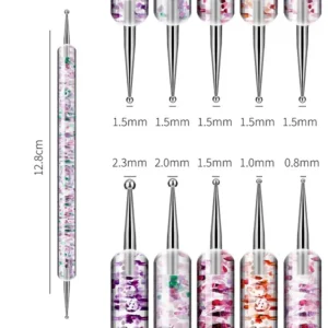 Σετ πινέλα & εργαλεία μανικιούρ Nail Art διπλής όψης - B261 - 5pcs - 910495 - Image 3