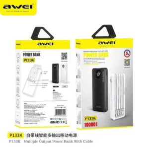 Powerbank - P133K - 10.000mah - 4in1 - AWEI - 048958 - Black - Image 3