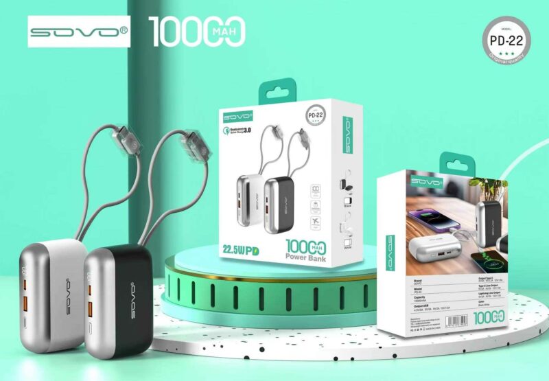 Powerbank 2in1 - Fast Charge - 10.000mah - 22.5W - PD-22 - 278626 - Black - Image 2