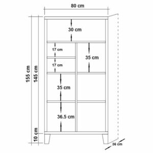 Βιβλιοθήκη PWF-0181-7 σε χρώμα πεύκου 80x36x155εκ-071-000482