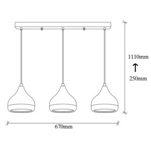 Φωτιστικό οροφής τρίφωτο Elprecious pakoworld E27 μαύρο-bronze 67x17x110εκ-071-001036