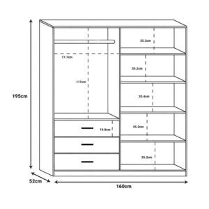 Ντουλάπα Sonlen pakoworld σε καρυδί-ανθρακί απόχρωση 160x52x195εκ-072-000100