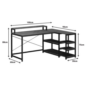 Γραφείο γωνιακό Tebul pakoworld MDF-metal σε oak απόχρωση 100x60x88εκ-072-000123