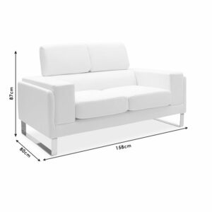 Καναπές Shea pakoworld 2θέσιος PU ivory-inox 158x80x87εκ-074-000011