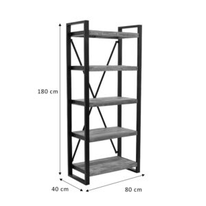 Βιβλιοθήκη Miles pakoworld μασίφ ξύλο mango φυσικό-μαύρο 80x40x180εκ-113-000030