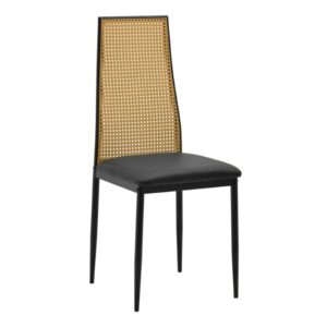 Καρέκλα Lasmipe Inart μαύρο-φυσικό pu-rattan 40x49x96εκ-115-003198