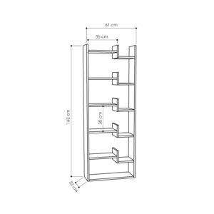 Βιβλιοθήκη Oppa pakoworld χρώμα λευκό 61x22x162εκ-119-000097