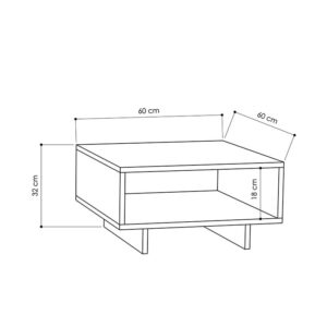 Τραπέζι σαλονιού Hola pakoworld antique λευκό-ανθρακί 60x60x32εκ-119-000726