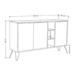 Μπουφές Clara pakoworld χρώμα light oak 142x35.5x83εκ-119-001058