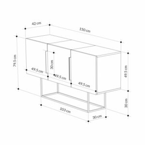 Μπουφές Estella pakoworld γκρι antique-μόκα-λευκό 150x42x79.5εκ-119-001109