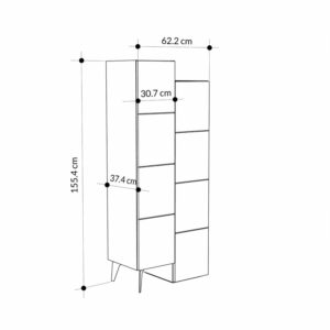 Ντουλάπι-στήλη Romane pakoworld μόκα 62.2x37.4x155.4εκ-119-001121