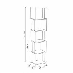 Βιβλιοθήκη - στήλη Piri pakoworld χρώμα λευκό-μόκα 35x30x161εκ-119-001124