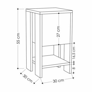 Κομοδίνο Ema pakoworld χρώμα λευκό antique-μόκα 30x30x55εκ-119-001134