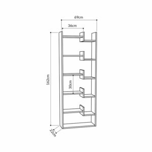 Βιβλιοθήκη Oppa pakoworld χρώμα φυσικό-λευκό 61x22x162εκ-119-001139