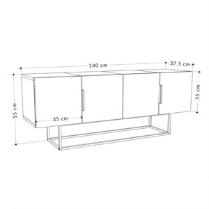 Έπιπλο τηλεόρασης Tontini pakoworld φυσικό-λευκό 140x37.5x55εκ-119-001197