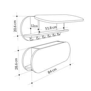 Κρεμάστρα τοίχου Kroma pakoworld γκρι μελαμίνης 84x15.5x28.5εκ-119-001207