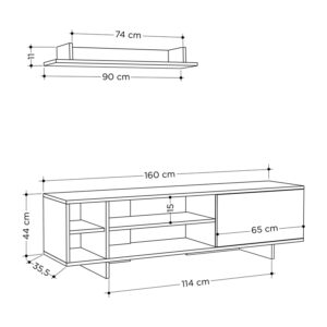 Σύνθετο σαλονιού Saloon pakoworld σε ανθρακί-oak απόχρωση 160x35.5x44εκ-119-001228