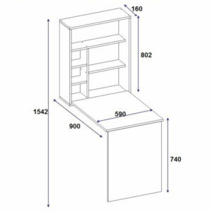 Γραφείο τοίχου ανοιγόμενο Ravin pakoworld λευκό 63x90x154εκ-120-000084