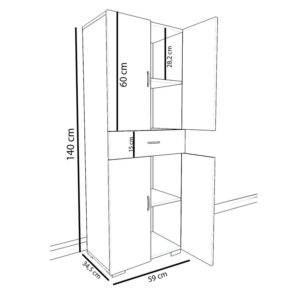 Ντουλάπα-στήλη Milou pakoworld λευκό 59x34.5x140εκ-120-000196