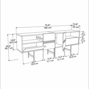 Μπουφές Kevan pakoworld εκρού μαρμάρου-χρυσό πόδι 180x35x65εκ-120-000378