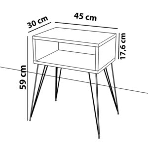 Κομοδίνο Naida pakoworld λευκό μελαμίνης 45x30x59εκ-120-000400