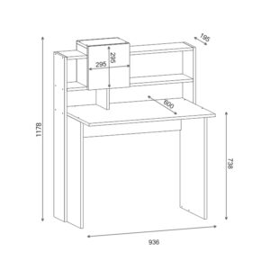 Γραφείο εργασίας Koogi pakoworld σε oak-λευκή απόχρωση 94x60x118εκ-120-000481